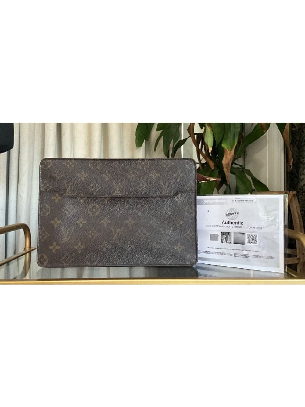 AUTHENTICATED LOUIS VUITTON MONOGRAM POCHETTE HOMME CLUTCH
